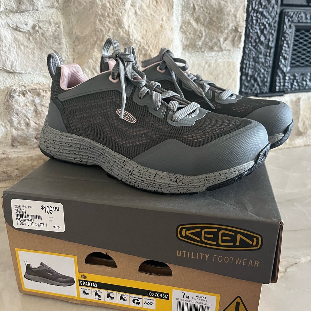 Keen Gray and Pink Utility Shoes
